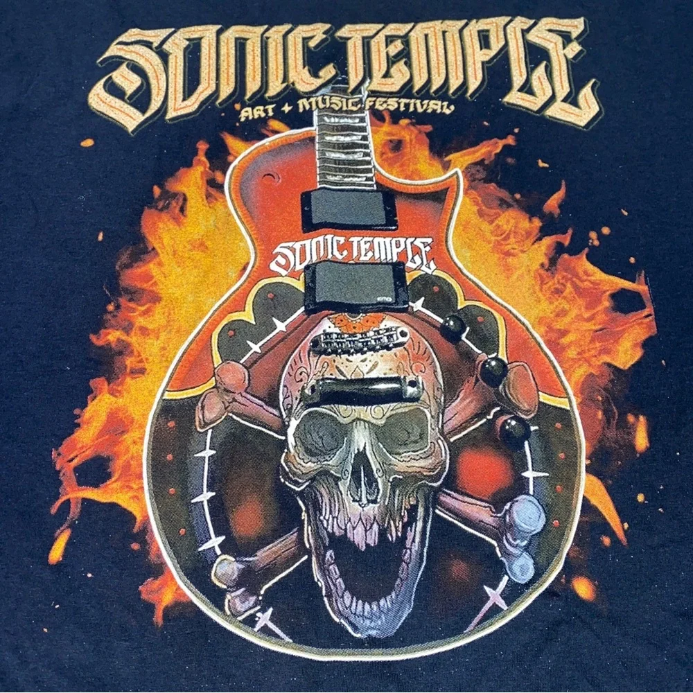 Sonic Temple Disturbed Shirt Men Med Skull Foo Fighters Ghost Metal Bands Mapfre - Picture 2 of 11